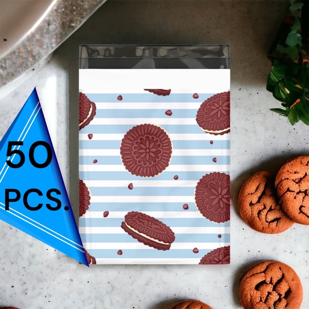 50 10X13 Poly Mailers Cookies And Stripes, Shipping Envelopes PRICE IS FIRM - Picture 3 of 4